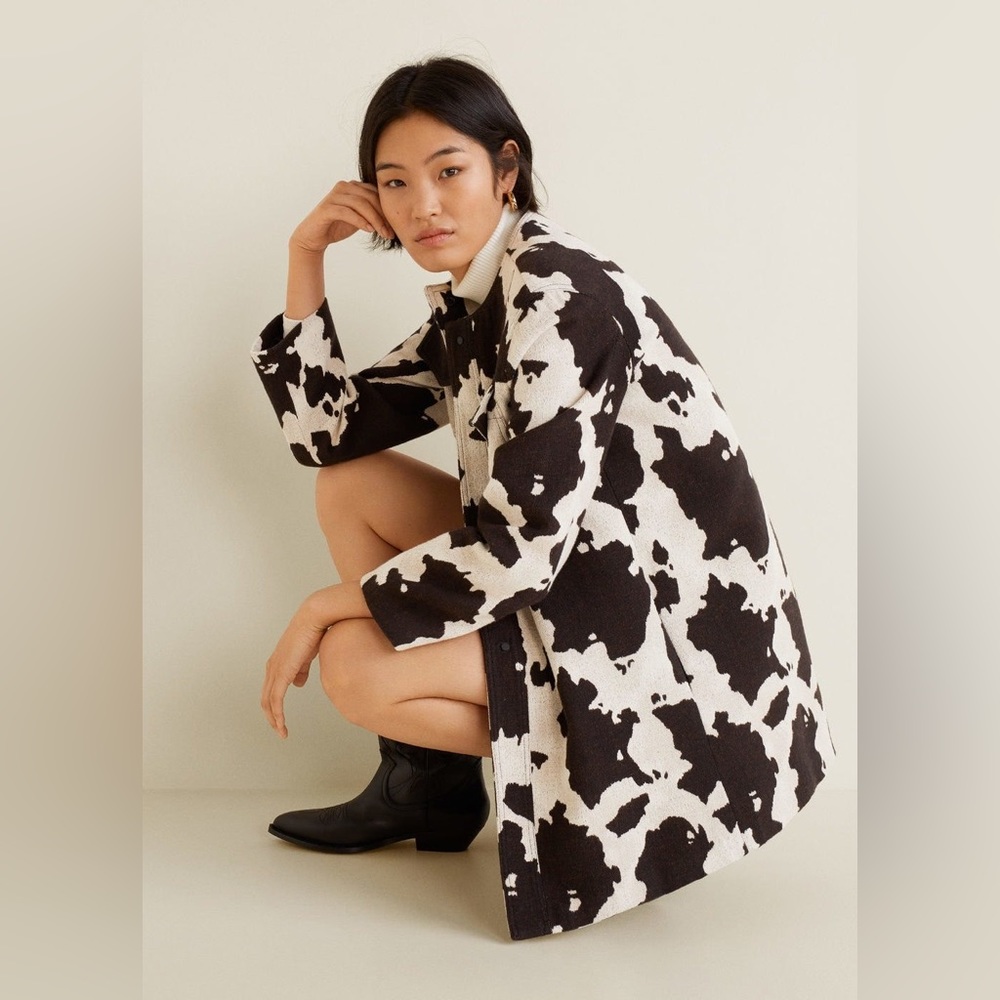 Mango Cow Print Jacket, Size M